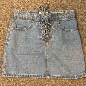 Lace-up Denim Skirt